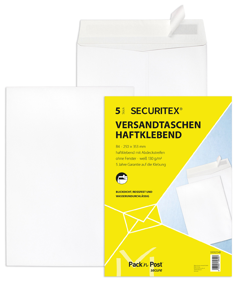 SECURITEX Versandtasche, B4, weiß, ohne Fenster, 130 g/qm von SECURITEX