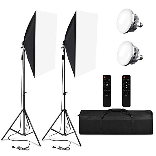 Softbox-Beleuchtungsset,Professionelles Studio Kontinuierliche Ausrüstung mit 2M Lichtstativ, 3200-5500K Dreifach-LED-Lampe mit Fernbedienung für Photo Studio Portraitfotografie, Videodreh 2 von SEDGEWIN