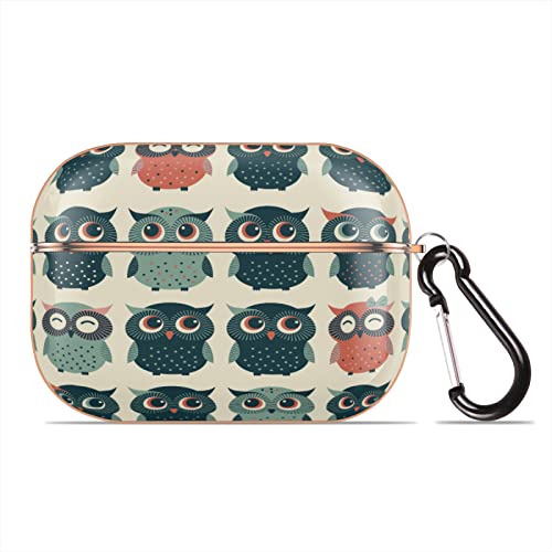 Diverse Eulen Muster Schutzhülle Kompatibel mit Apple AirPods Pro Stilvolle Glänzende Hartschale Lovely Owl Airpod Case Cover mit Tragbarem Schlüsselanhänger (Roségold) von SEEKJOYS