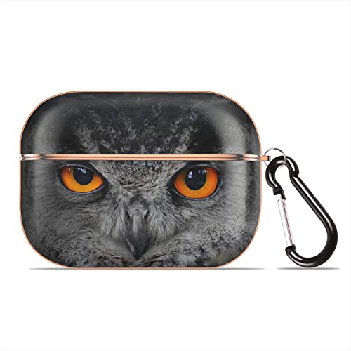 Evil Owl Muster Schutzhülle Kompatibel mit Apple AirPods Pro Stilvolle Glänzende Hartschale Eule Airpod Case Cover mit Tragbarem Schlüsselanhänger (Roségold) von SEEKJOYS