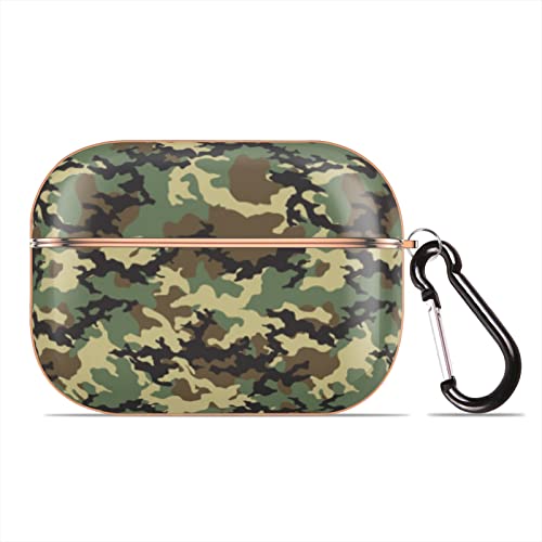 Jungle Camouflage Muster Schutzhülle Case Cover Kompatibel mit Apple AirPods Pro Hartschale Abstrakte Texturen Airpod Case Cover mit Tragbarer Schlüsselanhänger (Roségold) von SEEKJOYS