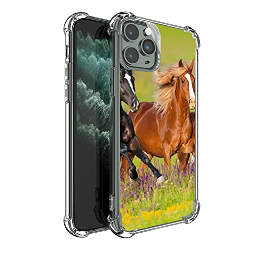 Pferd läuft auf Blumen iPhone 11 Pro Crystal Clear Case Stoßfest Schutzhülle Kompatibel für iPhone 11 Pro Cover Weiche Gummi Bumper Phone Case 5,8 Zoll von SEEKJOYS