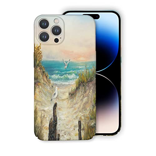 SEEKJOYS Handyhülle Dune Ocean Seagull Design für iPhone 14 Pro Ozean Ölgemälde Ganzkörper Druck mit Kameraschutz, Stoßfest Heavy Duty Schutzhülle Handyhülle 6,1 Zoll von SEEKJOYS