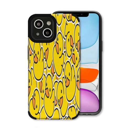 SEEKJOYS Schutzhülle für iPhone 15, Cartoon-Enten-Illustration, Ganzkörperdruck, schönes Enten-Design, für iPhone 15, Militärqualität, robuste Schutzhülle, 6,1 Zoll, mehrfarbig von SEEKJOYS