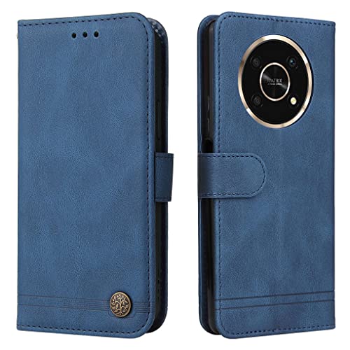 SEEKO Hülle für Honor Magic4 Lite 5G Handyhülle, Premium PU Flip Brieftasche Schutzhülle mit Ständer/Kartenfach/Magnetisch Stoßfeste Lederhülle Ultra-dünn Klapphülle - Blau von SEEKO