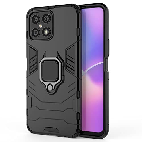 SEEKO Hülle für Honor X8, [Militärische Stoßfest Case] 360 Grad Drehbar Magnetische Ringhalter Cover TPU Bumper Schutzhülle Handyhülle - Schwarz von SEEKO