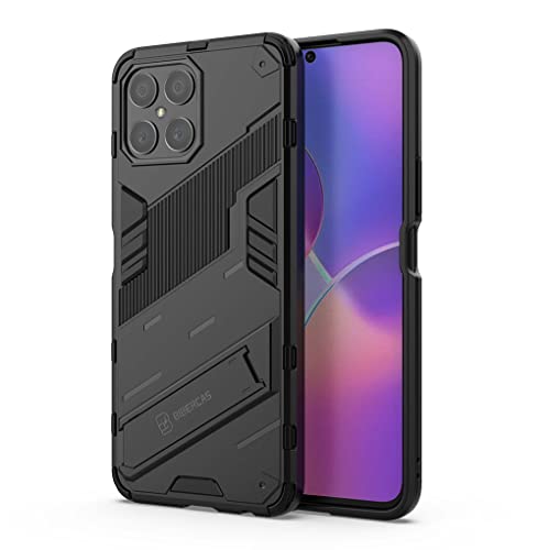 SEEKO Hülle für Honor X8, [Militärische Stoßfest Case] Ultra Dünn Harter PC Sanft TPU Schutzhülle Handyhülle mit Stabilem Faltbar Ständer - Schwarz von SEEKO