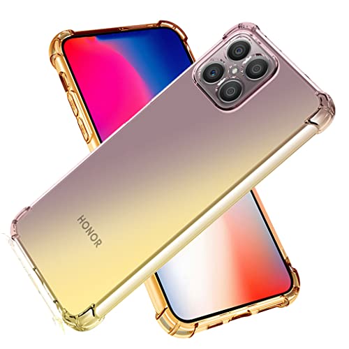 SEEKO Hülle für Honor X8 Hülle, Farbverlauf Ultradünne TPU Handyhülle, Bunt Transparent Sanft Silikon Bumper Case Stoßfeste Schutzhülle, Schwarz/Gold von SEEKO