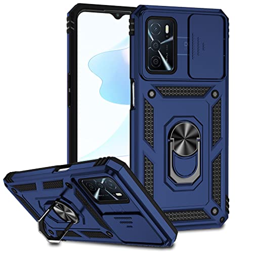 SEEKO Hülle für Oppo A54s / Oppo A16 / Oppo A16s, Militär Robust Handyhülle Outdoor Stoßfest Silikon TPU + PC Handy Case Schutzhülle mit Kameraschutz und 360 Grad Ring Ständer - Blau von SEEKO