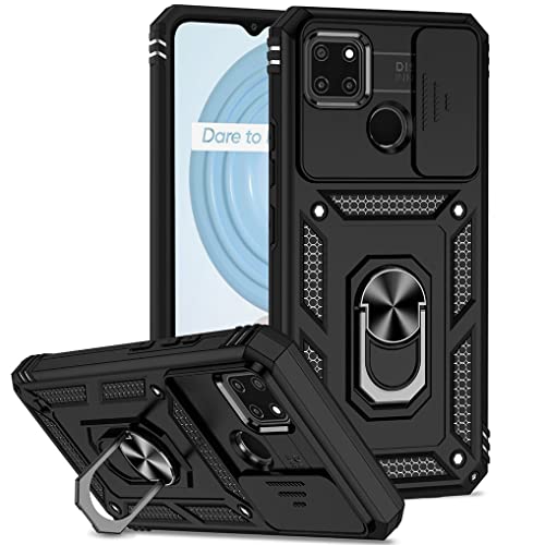 SEEKO Hülle für Realme C11 (2021), Militär Robust Handyhülle Outdoor Stoßfest Silikon TPU + PC Handy Case Schutzhülle mit Kameraschutz und 360 Grad Ring Ständer - Schwarz von Skyvov