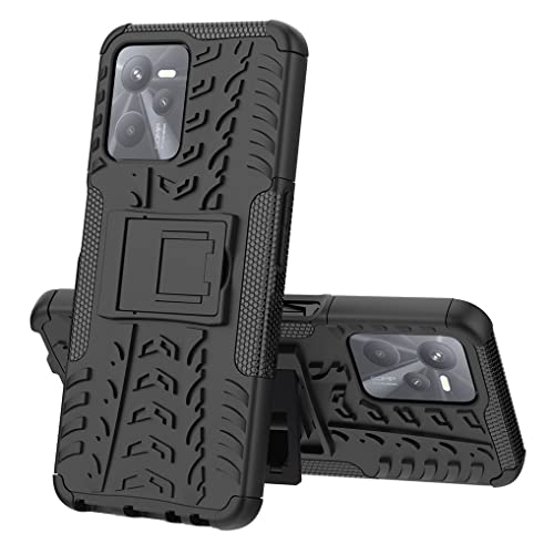 SEEKO Hülle für Realme C35 / Realme Narzo 50A Prime, Militärstandard Strapazierfähig Robust Handyhülle Outdoor Stoßfest Handy Case Schutzhülle mit Stabilem Ständer - Schwarz von SEEKO