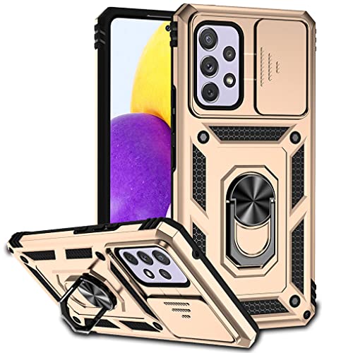 SEEKO Hülle für Samsung Galaxy A13 4G, Militär Robust Handyhülle Outdoor Stoßfest Silikon TPU + PC Handy Case Schutzhülle mit Kameraschutz und 360 Grad Ring Ständer - Gold von SEEKO