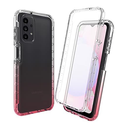 SEEKO Hülle für Samsung Galaxy A13 4G, [mit Eingebautem Displayschutz] Farbverlauf Ultradünne Stoßfest Handyhülle Silikon Schutzhülle Durchsichtig TPU Bumper Cover Case, Rot von SEEKO