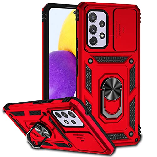 SEEKO Hülle für Samsung Galaxy A33 5G, Militär Robust Handyhülle Outdoor Stoßfest Silikon TPU + PC Handy Case Schutzhülle mit Kameraschutz und 360 Grad Ring Ständer - Rot von SEEKO