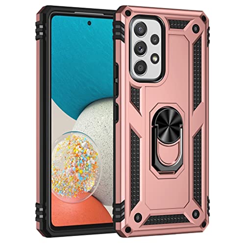 SEEKO Hülle für Samsung Galaxy A33 5G, Militär Strapazierfähig Robust Handyhülle Outdoor Stoßfest Silikon TPU + PC Handy Case Schutzhülle mit 360 Grad Ring Ständer - Roségold von SEEKO