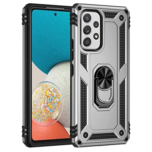 SEEKO Hülle für Samsung Galaxy A33 5G, Militär Strapazierfähig Robust Handyhülle Outdoor Stoßfest Silikon TPU + PC Handy Case Schutzhülle mit 360 Grad Ring Ständer - Silber von SEEKO