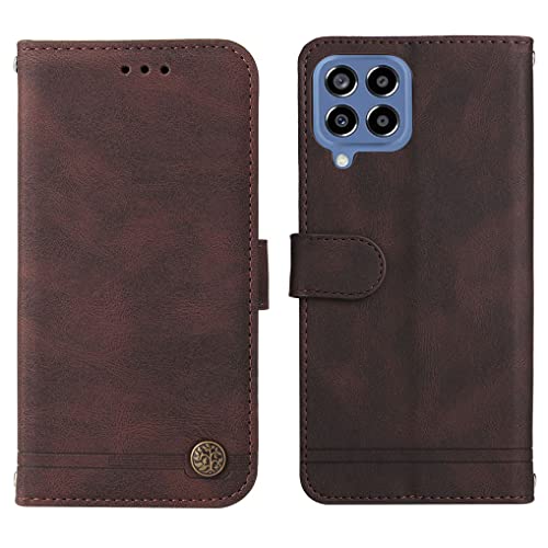 SEEKO Hülle für Samsung Galaxy M53 5G Handyhülle, Premium PU Flip Brieftasche Schutzhülle mit Ständer/Kartenfach/Magnetisch Stoßfeste Lederhülle Ultra-dünn Klapphülle - Braun von SEEKO