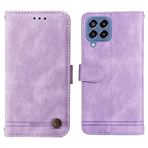 SEEKO Hülle für Samsung Galaxy M53 5G Handyhülle, Premium PU Flip Brieftasche Schutzhülle mit Ständer/Kartenfach/Magnetisch Stoßfeste Lederhülle Ultra-dünn Klapphülle - Lila von SEEKO