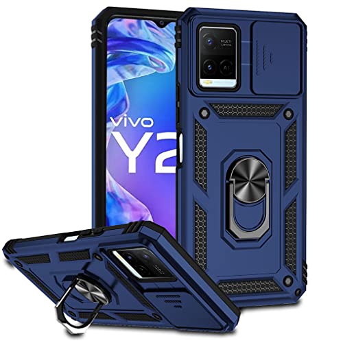 SEEKO Hülle für Vivo Y21 / Vivo Y21s / Vivo Y33s, Militär Robust Handyhülle Outdoor Stoßfest Silikon TPU + PC Handy Case Schutzhülle mit Kameraschutz und 360 Grad Ring Ständer - Blau von SEEKO