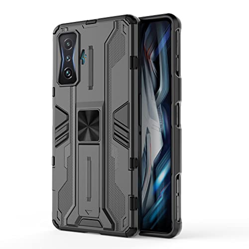 SEEKO Hülle für Xiaomi Poco F4 GT 5G, [Militärische Stoßfest Case] Ultra Dünn Harter PC Sanft TPU Schutzhülle Handyhülle mit Stabilem Faltbar Ständer - Schwarz von SEEKO