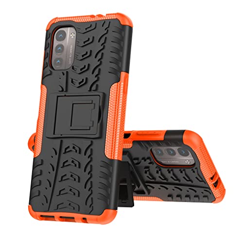 SEEKO Schutzhülle für Nokia G21/Nokia G11, vollständige Schutzhülle, aus TPU + PC, stoßfest, Case Cover mit unsichtbarer Halterung und Ständer [Serie Armor Hülle] – Orange von SEEKO