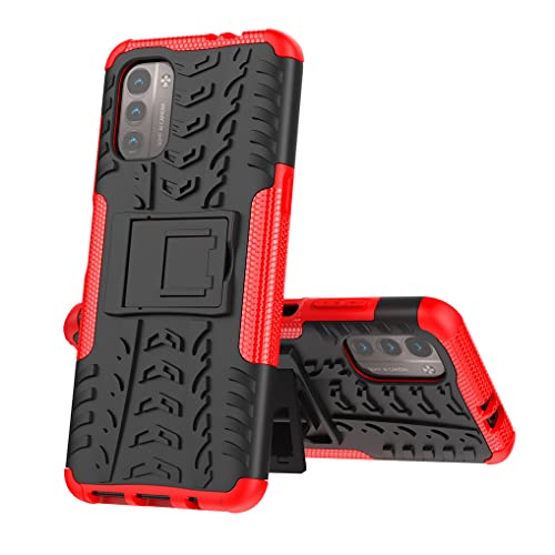 SEEKO Schutzhülle für Nokia G21/Nokia G11, vollständige Schutzhülle, aus TPU + PC, stoßfest, Case Cover mit unsichtbarer Halterung und Ständer [Serie Armor Hülle] – Rot von SEEKO