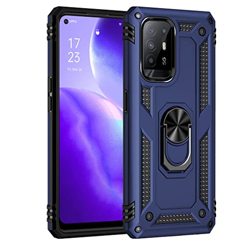 Pvmn SEEKO Schutzhülle für Oppo A94 5G, verstärkt, Bumper TPU + PC, Silikon, stoßfest, Rüstung, Schutzhülle mit 360-Grad-Rotationsring – Blau von Pvmn