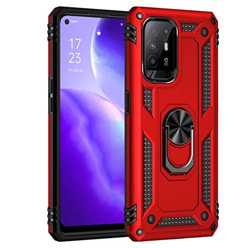 SEEKO Schutzhülle für Oppo A94 5G, verstärkt, Bumper TPU + Polycarbonat, Silikon, stoßfest, Rüstungsschutz, Schutzhülle mit 360 Grad drehbarem Ring – Rot von SEEKO