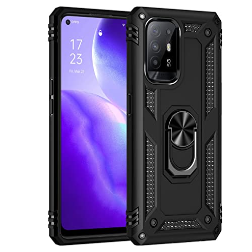 SEEKO Schutzhülle für Oppo A94 5G, verstärkt, Bumper TPU + Polycarbonat, Silikon, stoßfest, Rüstungsschutz, Schutzhülle mit 360 Grad drehbarem Ring – Schwarz von SEEKO