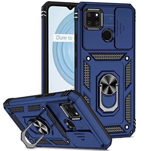SEEKO Schutzhülle für Realme C21Y/Realme C25Y, [Kameraschutz] Schutzhülle mit 360-Grad-Rotationsring, verstärkt, Bumper TPU + Polycarbonat, Silikon, stoßfest, Rüstung – Blau von SEEKO