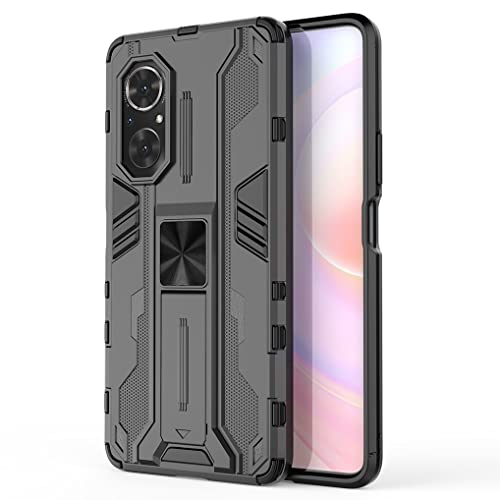 SEEKOO Hülle für Huawei nova 9 SE, [Militärische Stoßfest Case] Ultra Dünn Harter PC Sanft TPU Schutzhülle Handyhülle mit Stabilem Faltbar Ständer - Schwarz von SEEKOO