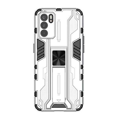 SEEKOO Hülle für Oppo Reno 6 5G (Reno6 5G), [Militärische Stoßfest Case] Ultra Dünn Harter PC Sanft TPU Schutzhülle Handyhülle mit Stabilem Faltbar Ständer - Weiß von SEEKOO