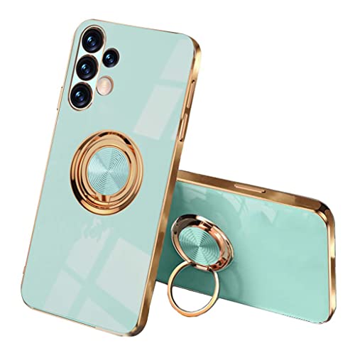 SEEKOO Hülle für Samsung Galaxy A13 4G, Galvanik Phnom Penh Design Ultra Dünn Glänzend Weich Silikon TPU Stoßfest Handyhülle Cover Schutzhülle mit 360 Grad Ring Ständer, Hellgrün von SEEKOO