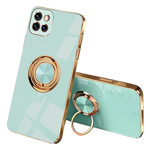 SEEKOO Hülle für Samsung Galaxy A22 5G, Galvanik Phnom Penh Design Ultra Dünn Glänzend Weich Silikon TPU Stoßfest Handyhülle Cover Schutzhülle mit 360 Grad Ring Ständer, Hellgrün von SEEKOO