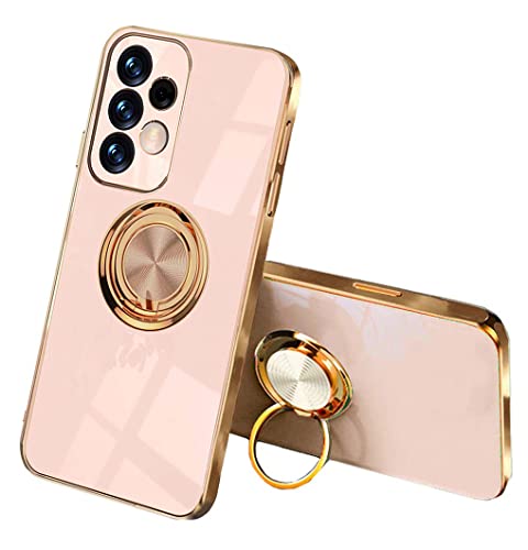 SEEKOO Hülle für Samsung Galaxy A52s 5G / Samsung Galaxy A52, Galvanik Design Ultra Dünn Glänzend Weich Silikon TPU Stoßfest Handyhülle Cover Schutzhülle mit 360 Grad Ring Ständer, Rosa von SEEKOO