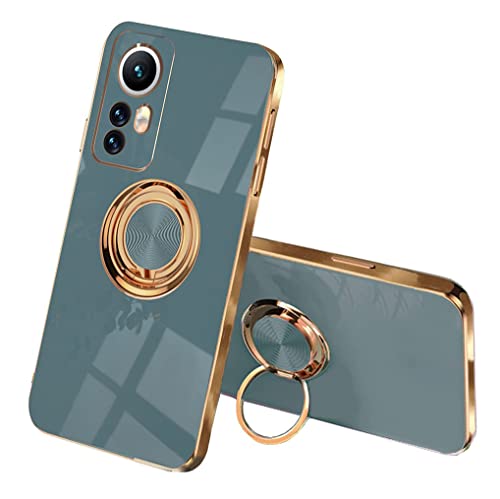 SEEKOO Hülle für Xiaomi 12 5G / Xiaomi 12X 5G / Xiaomi 12S 5G, Galvanik Phnom Penh Design Ultra Dünn Glänzend Weich Silikon TPU Stoßfest Handyhülle Schutzhülle mit 360 Grad Ring Ständer, Grau von SEEKOO