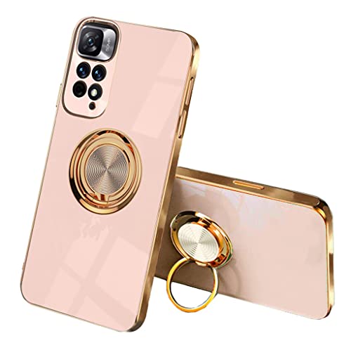 SEEKOO Hülle für Xiaomi Redmi Note 11 4G / Redmi Note 11S 4G, Galvanik Phnom Penh Design Ultra Dünn Weich Silikon TPU Stoßfest Handyhülle Cover Schutzhülle mit 360 Grad Ring Ständer, Rosa von SEEKOO