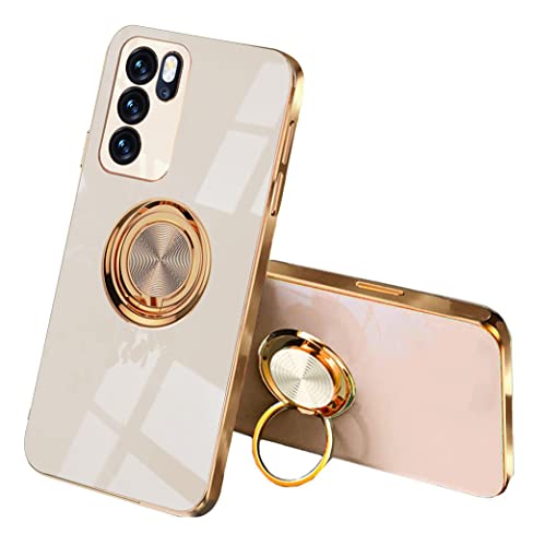 SEEKOO Schutzhülle für Oppo Reno 6 5G (Reno6 5G), ultradünn, elegant, aus weichem Silikon, Galvanik-Design, glänzend, stoßfest, TPU-Gel, 360-Grad-Rotation, Rosa von SEEKOO