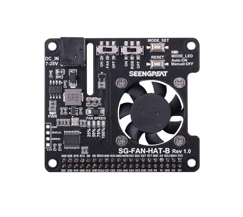 SeenGreat for Raspberry Pi 5 PWM Cooling Fan HAT with I2C Speed Control and RGB LEDs Fits Raspberry Pi 4B+ 4B 3B+ 3B 2B+ Zero W WH 2 W von SEENGREAT