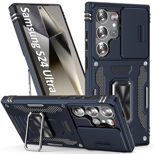 SEFING Schutzhülle für Samsung Galaxy S24 Ultra mit Ständer, Ringhalterung, mit Kameraabdeckung, mit magnetischer Autohalterungsfunktion, für Samsung Galaxy S24 Ultra (Marineblau) von SEFING