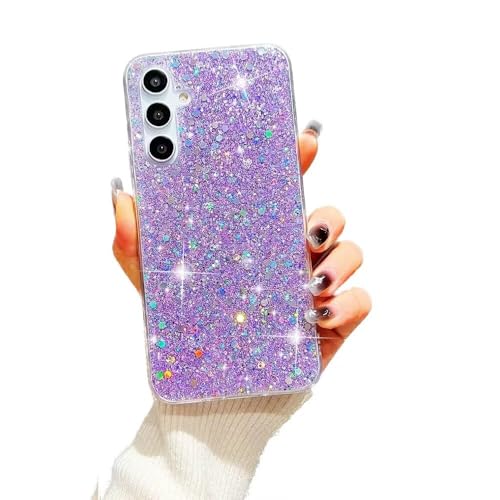 SEHEYA Hülle Kompatibel mit Samsung Galaxy A34 5G Glitzer Pailletten Handyhülle Transparent Silikon Case Weiche TPU Klar TPU Bumper Ultra Dünn Schutzhülle Cover, Lila von SEHEYA