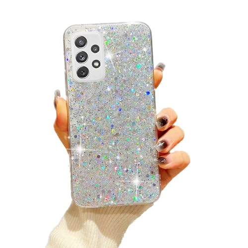 SEHEYA Hülle Kompatibel mit Samsung Galaxy A52 / A52s 5G Glitzer Pailletten Handyhülle Transparent Silikon Case Weiche TPU Klar TPU Bumper Ultra Dünn Schutzhülle Cover, Silber von SEHEYA