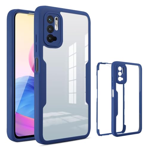 SEHEYA Hülle für Xiaomi Redmi Note 10 5G / Poco M3 Pro 360 Grad Schutzhülle mit eingebautem Displayschutz Vorderseite Rückseite Ganzkörper Robuste Handyhülle, Blau von SEHEYA