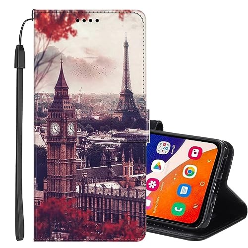 SEHEYA für Samsung Galaxy A71 Handyhülle mit Motiv PU Leder Hülle Handytasche Klapphülle Magnetverschluss Schutzhülle 3 Kartenhüllen Wallet Cover, Stadtbild von SEHEYA