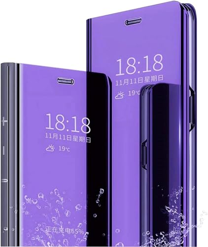 SEIAIYG Handyhüllen für Honor Magic 7 Pro Hülle Klappbar, Spiegel Flip Tasche Cover Stoßfest Lederhülle Etui mit Standfunktion, Schutzhülle Case für Honor Magic 7 Pro (Lila) von SEIAIYG