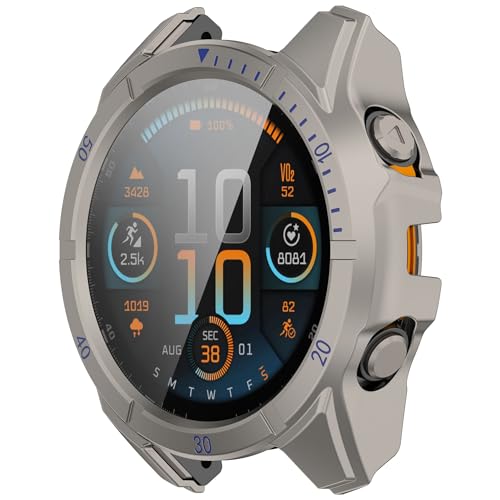 SEIAIYG Hülle Kompatibel mit Garmin Fenix 8 Solar 51mm, Ultradünne PC Hard Schutzhülle mit Displayschutzfolie [Vollständige Abdeckung] - Grau von SEIAIYG