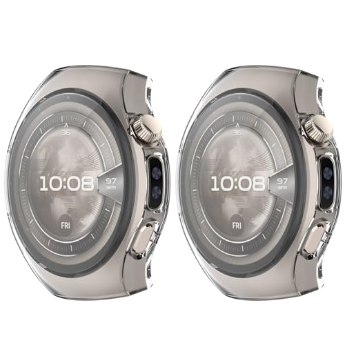SEIAIYG Hülle Kompatibel mit Huawei Watch 5 42mm, [2 Stück] Weiche TPU Anti-Kratz Schutzhülle, Vollverkleidung Gehäuse - Transparent + Transparent von SEIAIYG