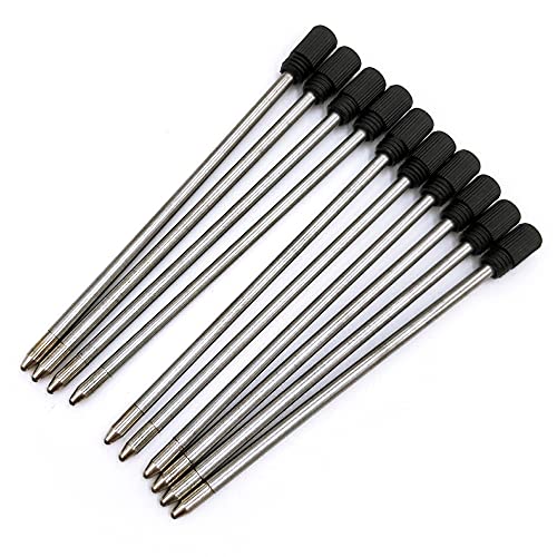 10 STÜCKE 7 cm Kugelschreiberminen aus Metall, Schwarze oder Blaue Kompatible Tintenminen(Schwarz) von SEIWEI