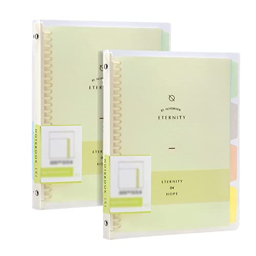2 Stück A5 Spiral Dotted Notizbuch, PP Loseblatt Notebook Transluzenter mit Vierfarbigem Indexetikett von SEIWEI