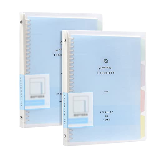 2 Stück A5 Spiral Dotted Notizbuch, PP Loseblatt Notebook Transluzenter mit Vierfarbigem Indexetikett von SEIWEI